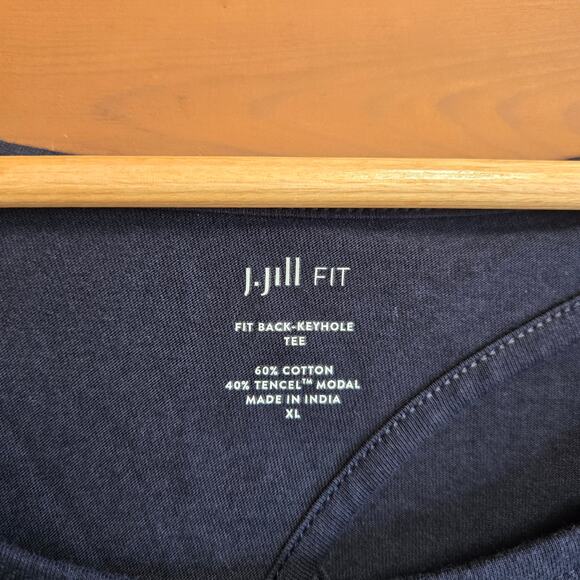 J. Jill Fit Back Keyhole Tee Navy Blue NWT XL Short Sleeve Flowy Fit Top Shirt - Picture 5 of 5